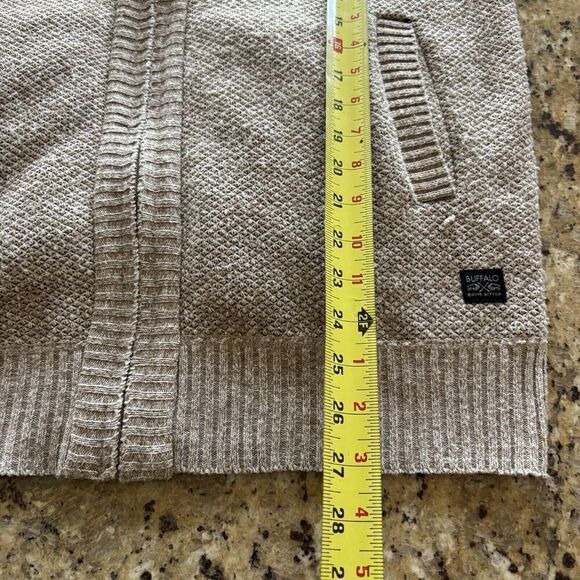 Buffalo David Britton Men’s Medium Full Zip  Cardigan Sweater Tan Faux Fur Lined - Picture 8 of 9
